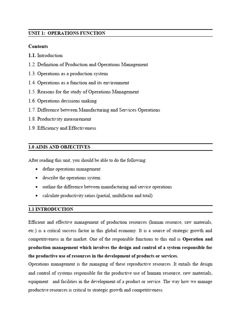 Unit 1 OM 2023 | PDF | Economies | Business Economics