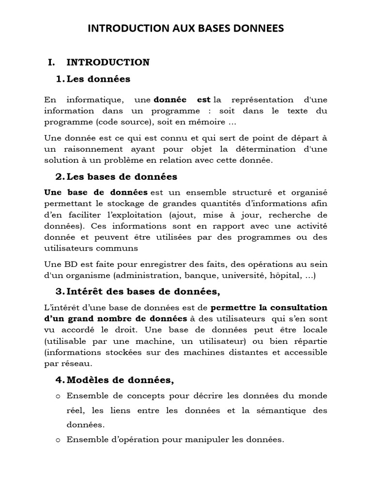 Introduction aux bases de données | PDF | Base de données relationnelle ...
