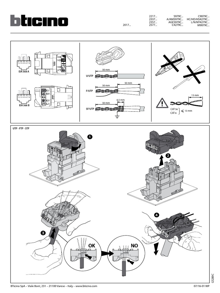 Bticino Conexión Red | PDF | Electrical Wiring | Telecommunications