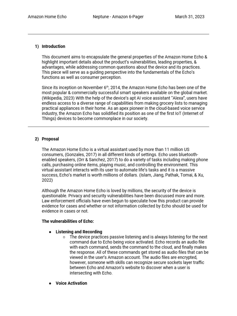 Neptune Amazon 6-Pager Draft | PDF | Amazon Echo | Computing