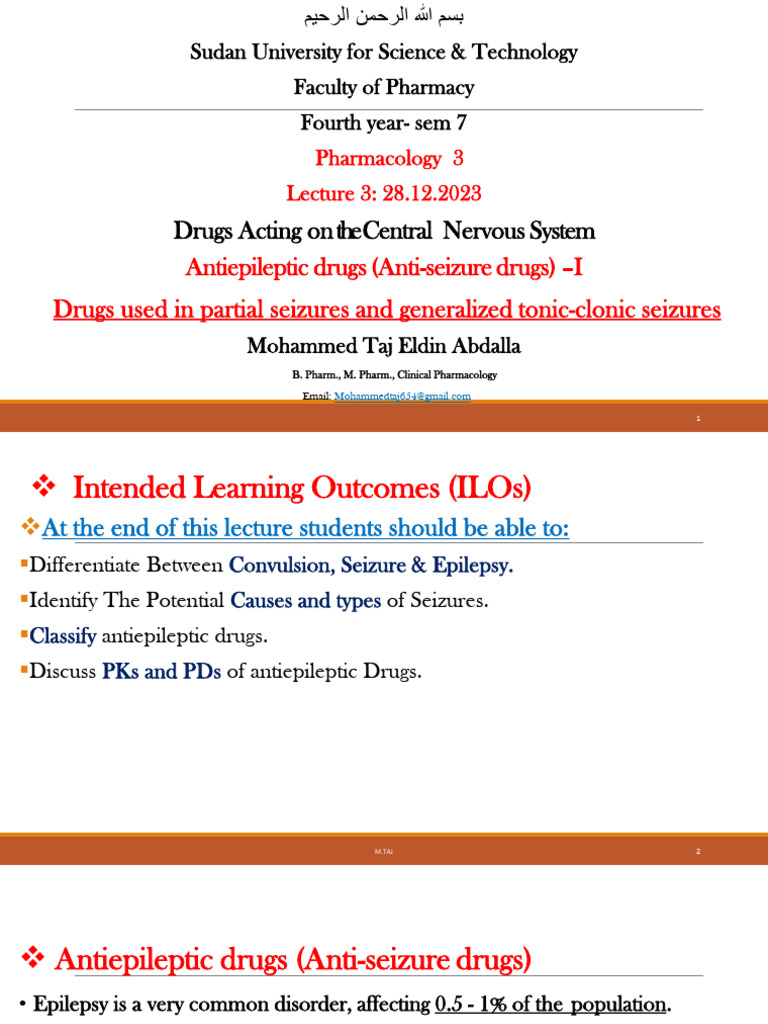 Antiepileptic Drugs (Anti-Seizure Drugs) - I | PDF | Epilepsy ...