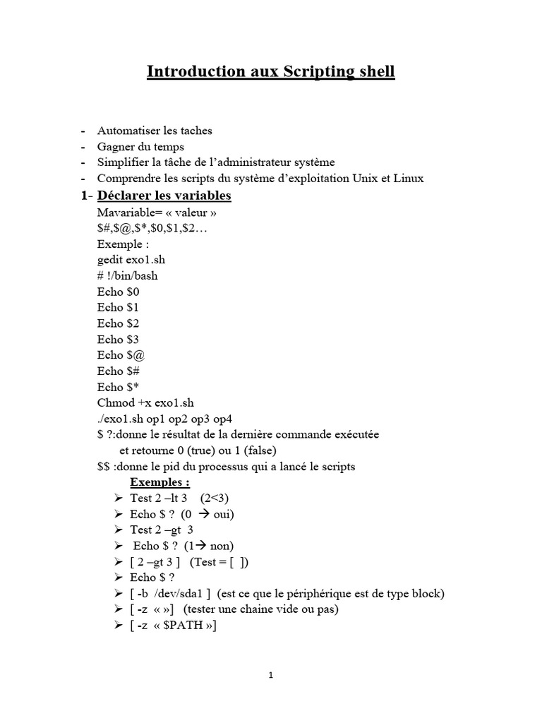 Introduction au Scripting Shell en Bash | PDF | Unix | Informatique