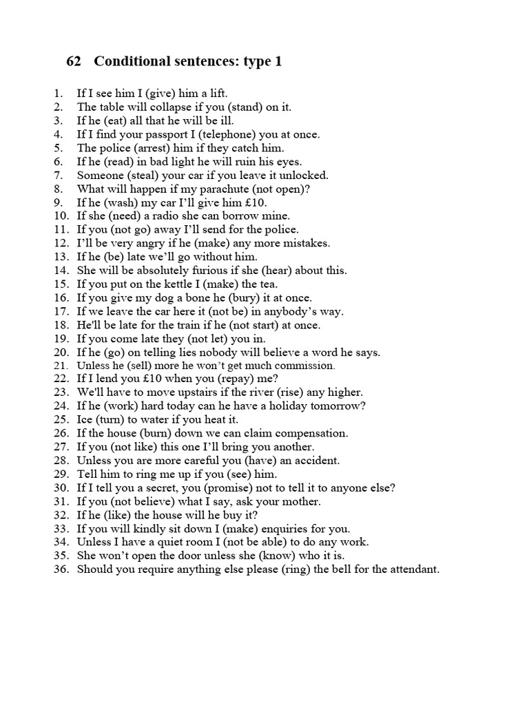 Conditionals 62-64 | PDF