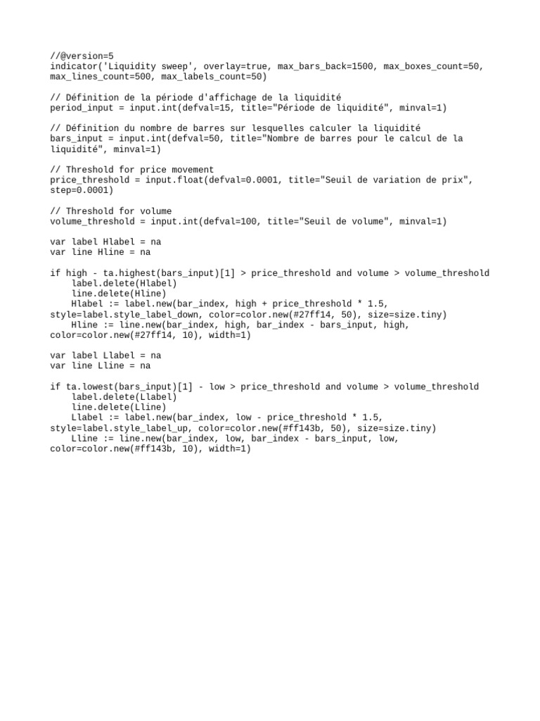Liquidity Sweep Indicator Script | PDF | Computers