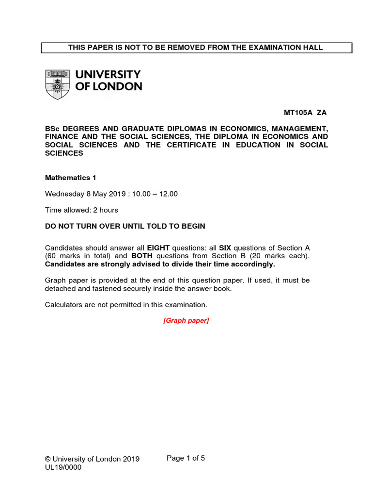 Maths 1 2019 no tips pdf profit economics applied mathematics