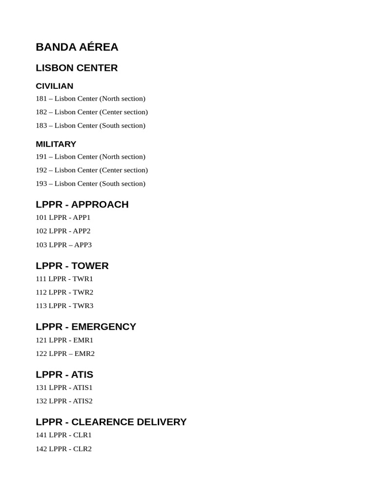 Lisbon Center Air Traffic Control Codes Pdf History