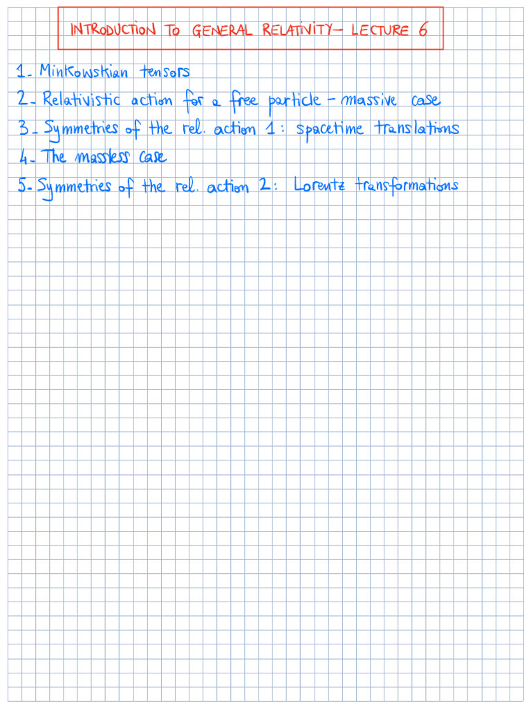 Notes About General Relativity Lecture - 6 | PDF | Momentum | Special ...