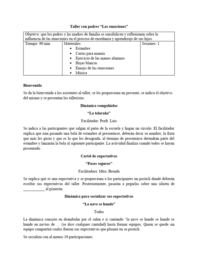 Taller de Emociones para Padres | PDF | Las emociones | Ciencias del ...