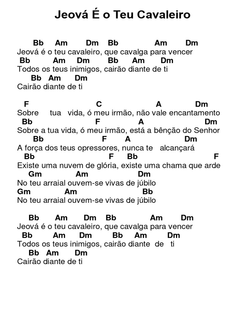 Jeová é O Teu Cavaleiro Cifra Mais Alta Pdf