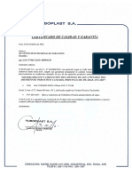 Certificado de Calidad de Tuberia Hdpe