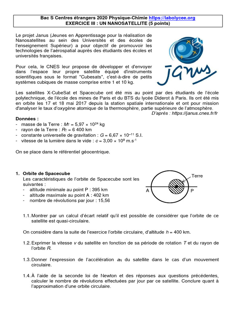 Projet Janus : Nanosatellites étudiants | PDF | Satellite | Orbite
