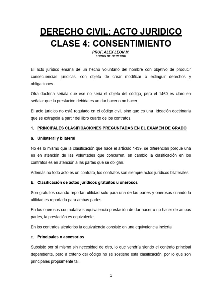 Consentimiento en el Acto Jurídico Civil | PDF | Ley común | Justicia