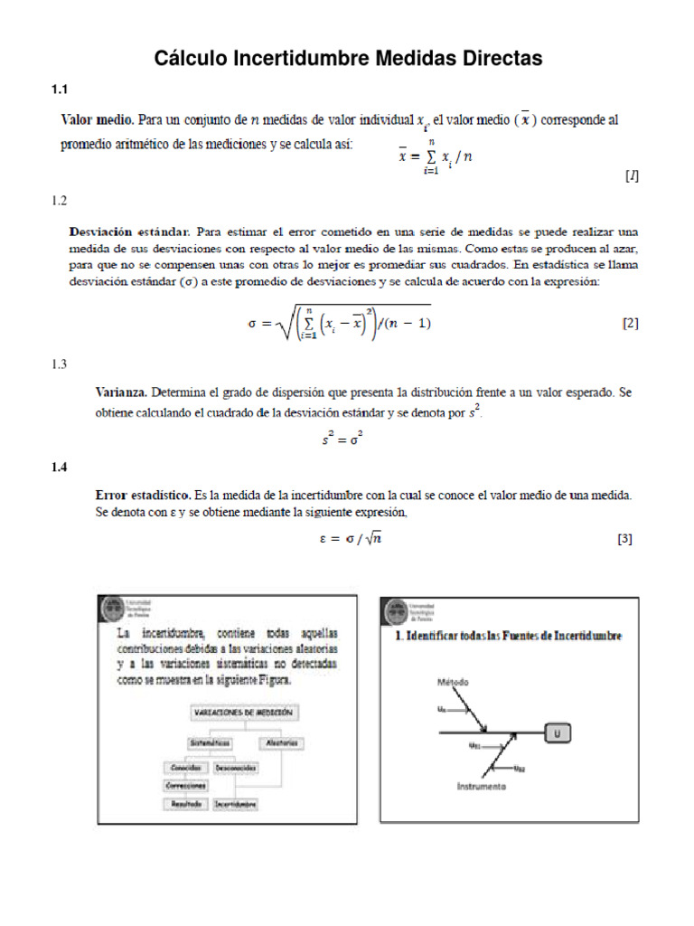 Cálculo de Incertidumbre en Medidas | PDF