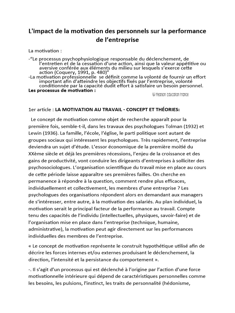 Motivation et performance en entreprise | PDF | Motivation | Motivant