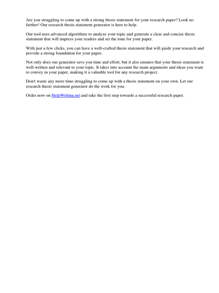 Research thesis statement generator pdf essays corporate social