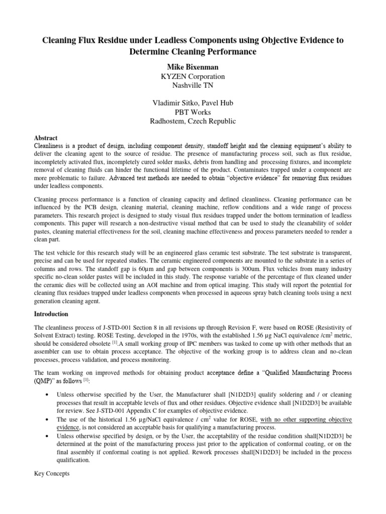 Cleaning Flux Residue Under Leadless Components | PDF | Printed Circuit ...