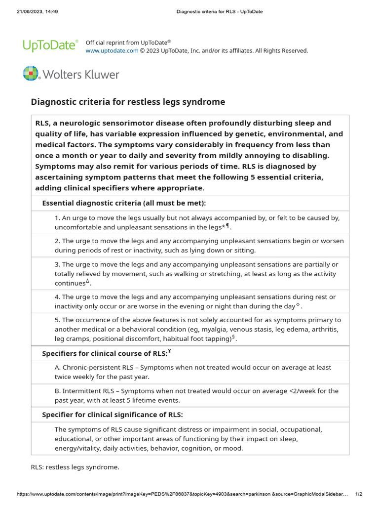 Rls/Wed: Criteria, Differential Diagnosis And Prevalence – ELXJC