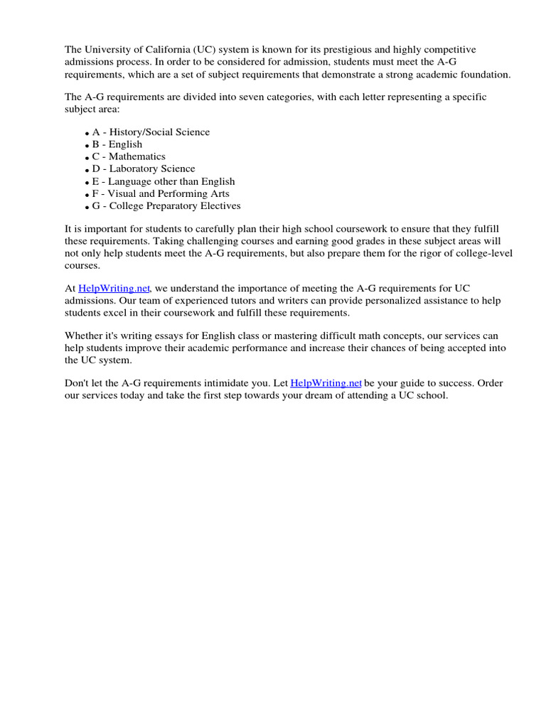 Ag Uc Requirements PDF Educational Technology Science