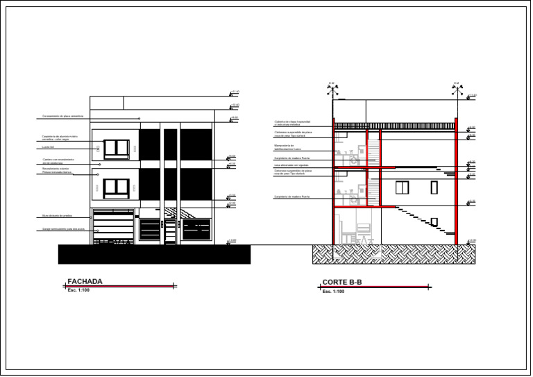 Fachada Corte B-B: Esc. 1:100 Esc. 1:100 | PDF