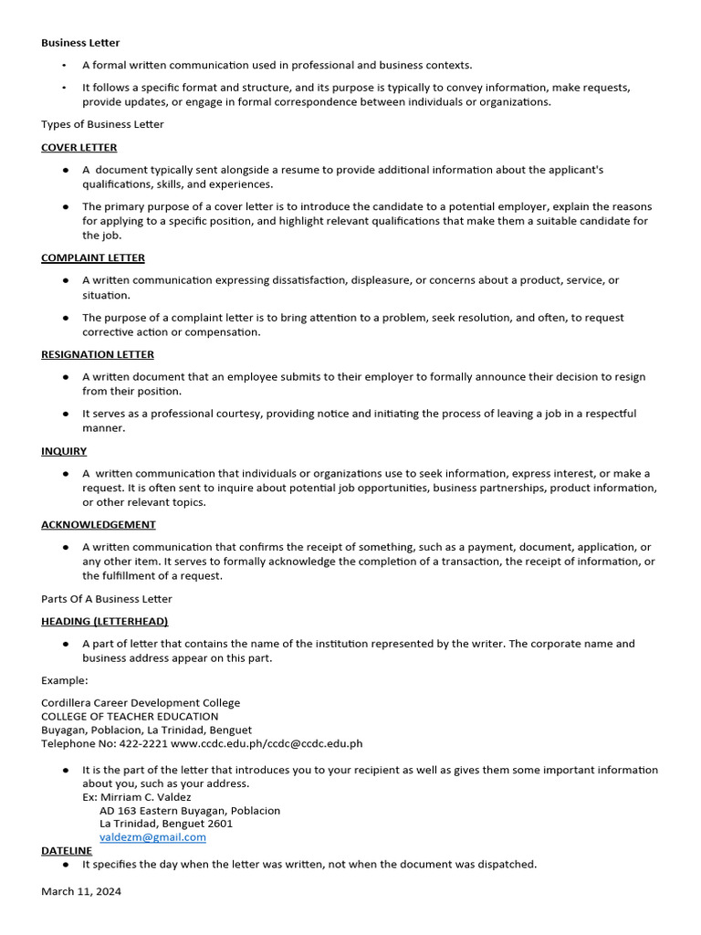 Business Letter ENgl 1b - 063925 | PDF | Communication | Information