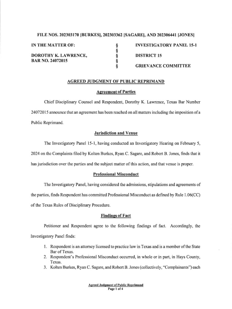 Lawrence Public Reprimand | PDF