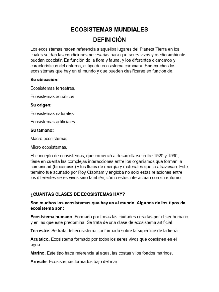 Tipos de Ecosistemas y Sostenibilidad | PDF | Ecosistema | Suelo