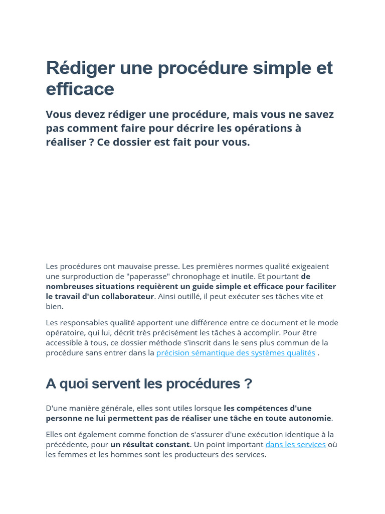 Rédiger une procédure simple et efficace | PDF | Mise en page