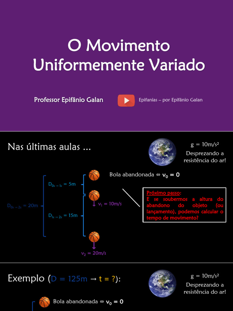 Movimento Uniformemente Variado: Cálculos e Exemplos | PDF | Avião | Tempo