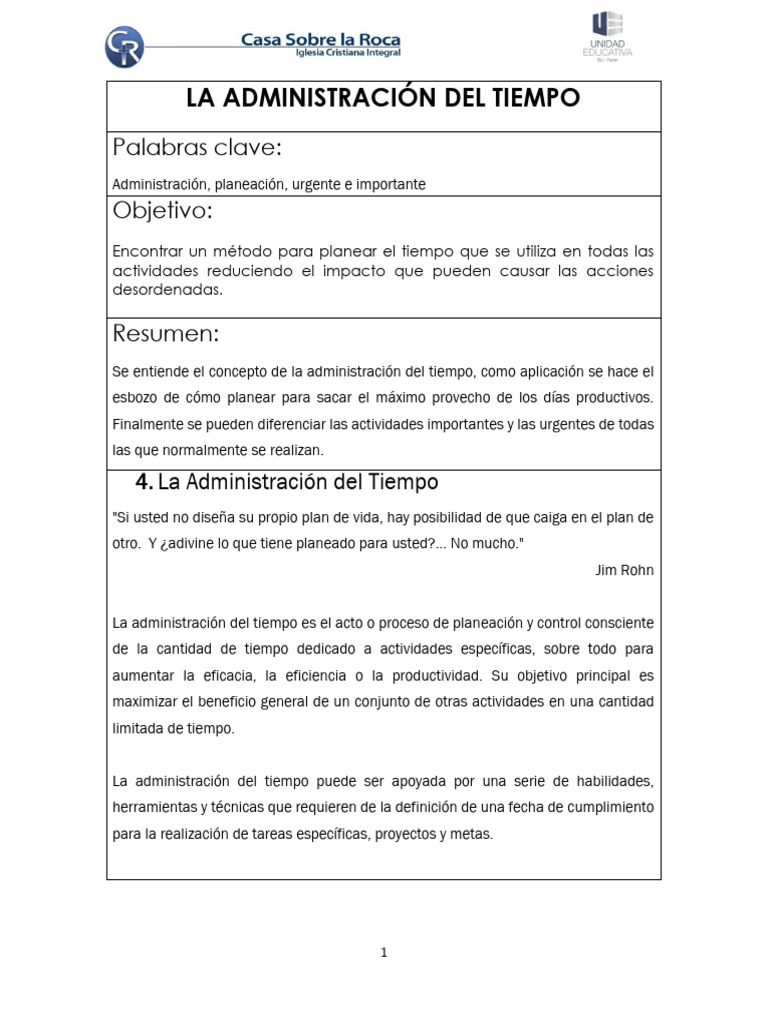 Estrategias Efectivas de Administración del Tiempo | PDF ...