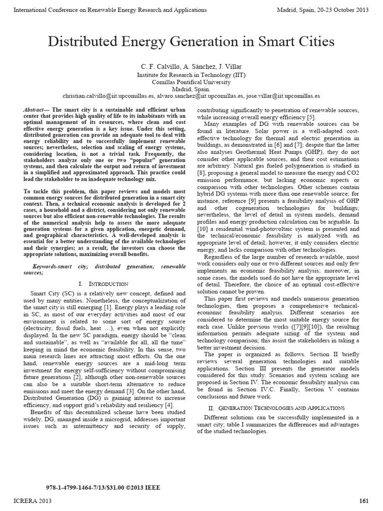 Distributed Energy Generation in Smart Cities | PDF | Solar Power ...