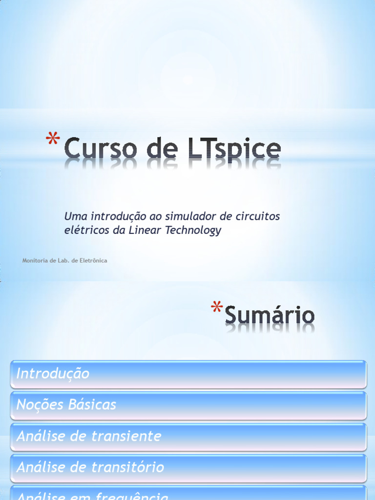 Introdução ao Simulador LTspice | PDF | Rede elétrica | Eletrônicos