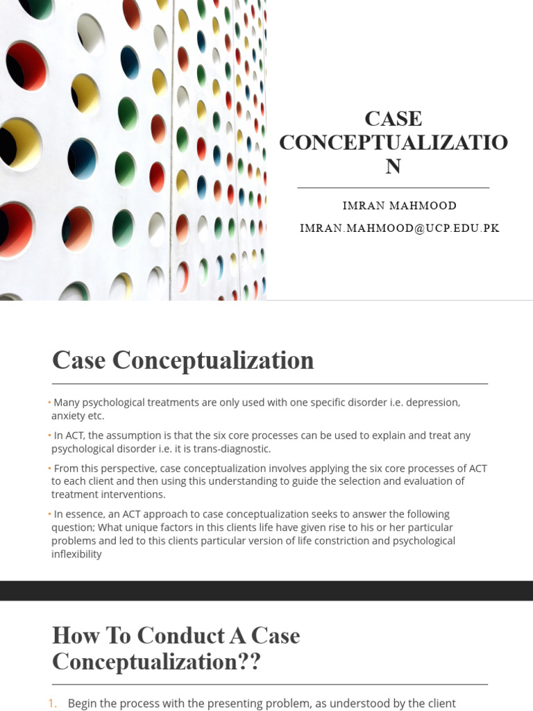 Case Conceptualization in ACT Therapy | PDF | Psychotherapy | Psychology