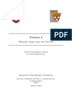 PR Actica 3 Relaci On Carga Masa Del Electr On: Instituto Polit Ecnico Nacional