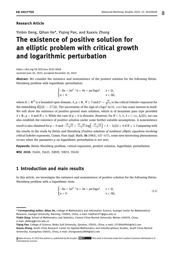 The Existence of Positive Solution For An Elliptic | PDF | Mathematical ...