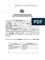 Certificación de Estudios Del Nivel de Educación Inicial 2020-2021