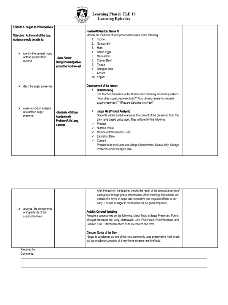 Tle10 2nd quarter stage 3 episode 5 food pres download free pdf