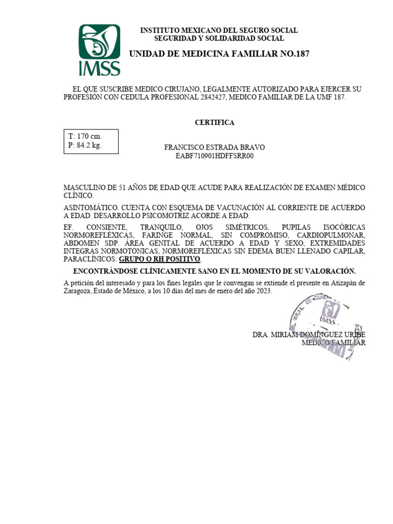 Certificado medico imss descargar gratis pdf medicina clinica
