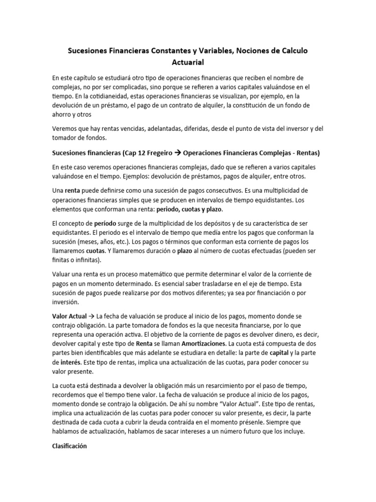 Sucesiones Financieras: Cálculo y Tipos | PDF | Compartir (Finanzas ...