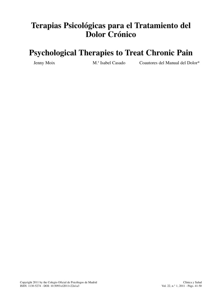 TCC para Dolor Cronico | PDF | Las emociones | Dolor