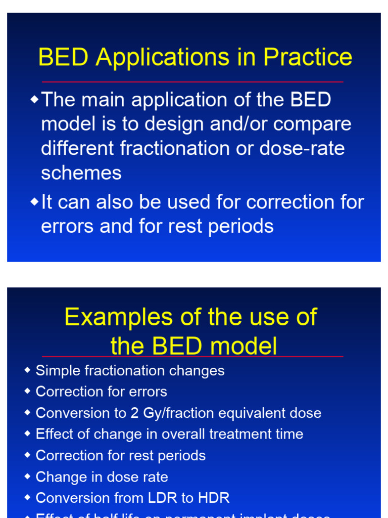 BED Model Applications in Radiotherapy | PDF | Absorbed Dose | Ionizing ...