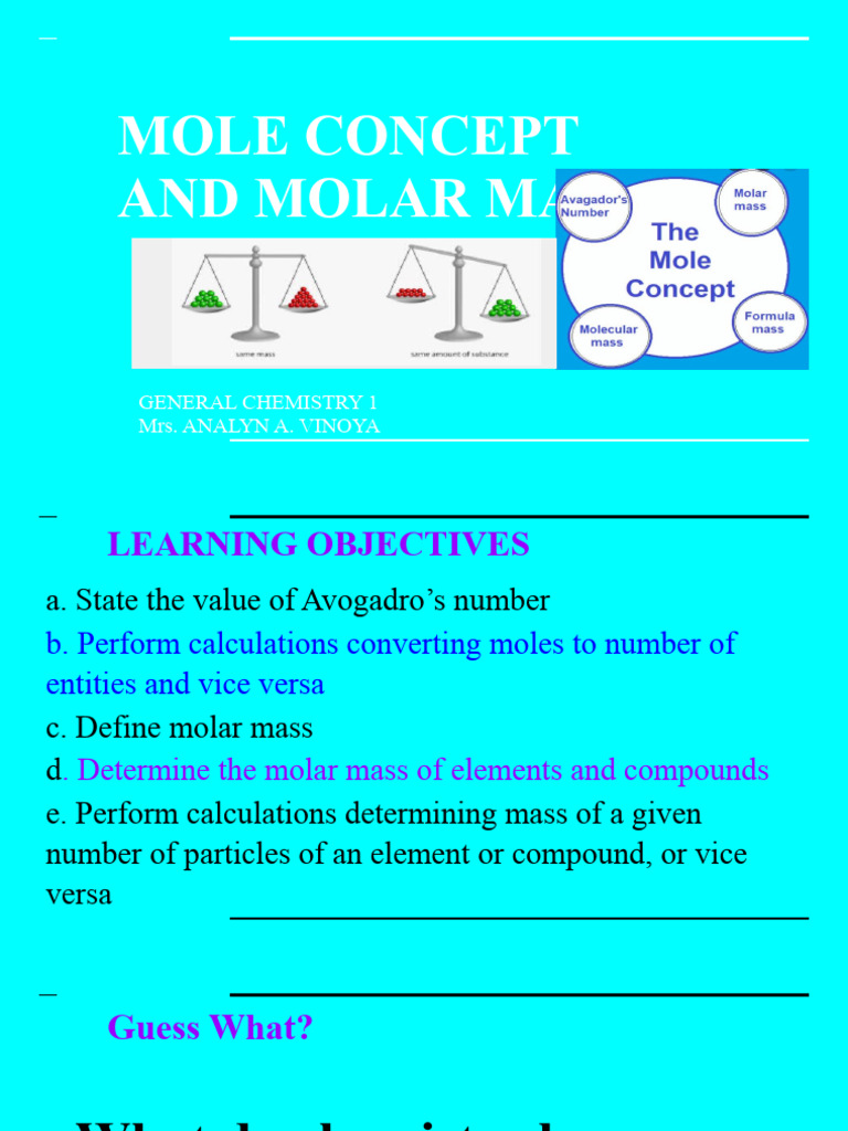 Mole Concept and Molar Mass Guide | PDF | Mole (Unit) | Atoms