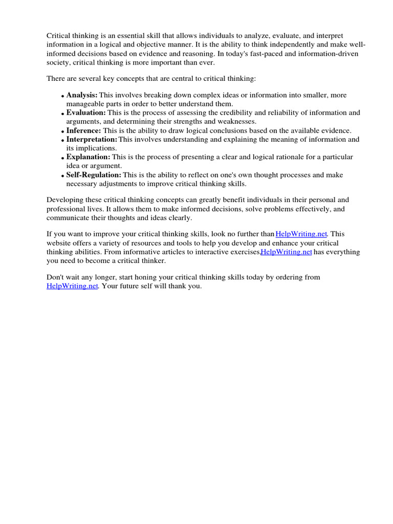 Critical Thinking Concepts | PDF | Critical Thinking | Thought