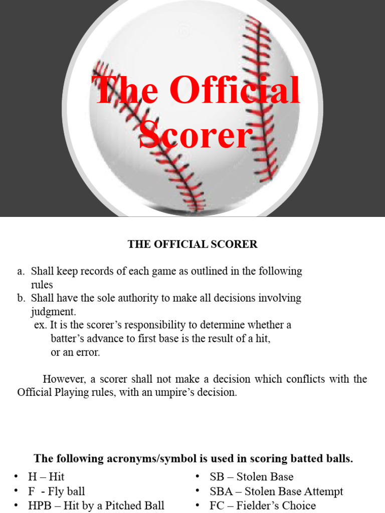 Baseball Scoring PDF Sports Rules And Regulations Ball And Bat Games