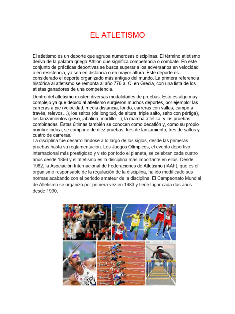 El Atletismo | PDF | Deporte del atletismo | Vóleibol