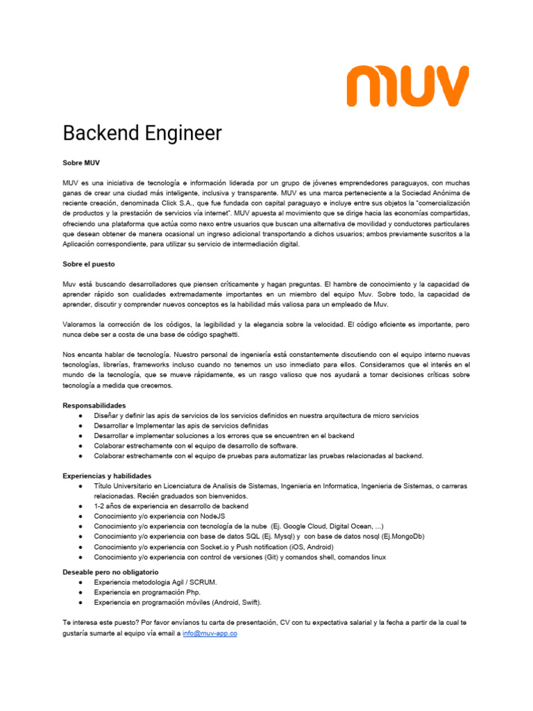 Backend Engineer | PDF | Informática | Tecnologías de la información