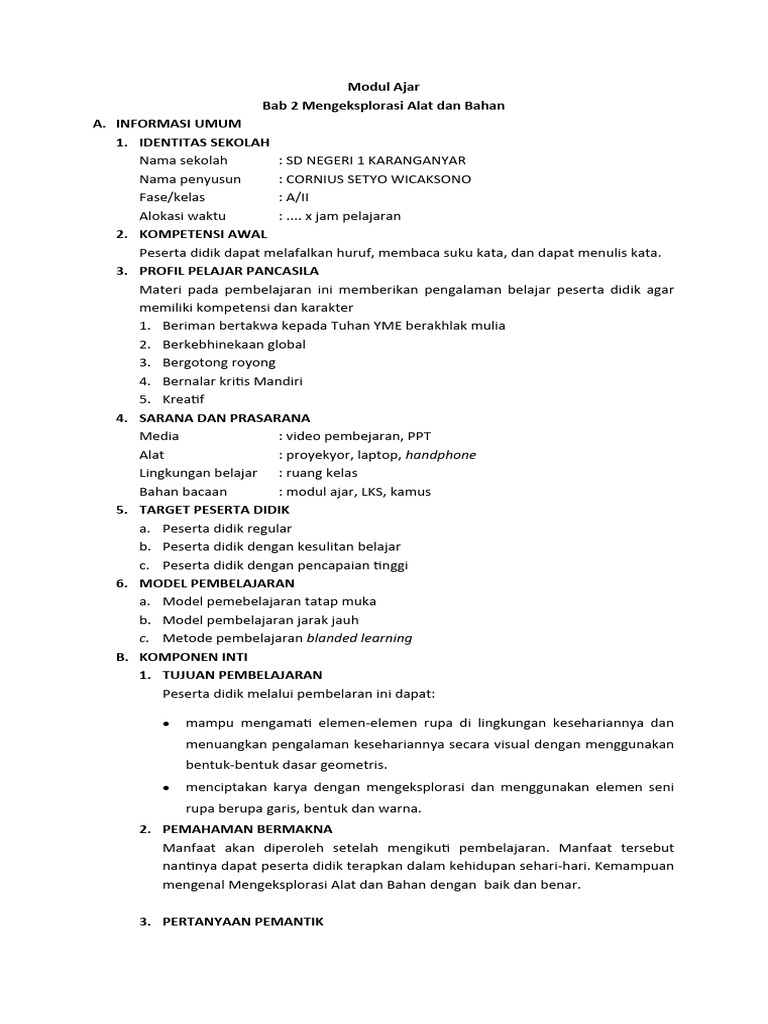 Modul Ajar BAB 2 | PDF | Karier & Perkembangan | Seni & Disiplin Bahasa