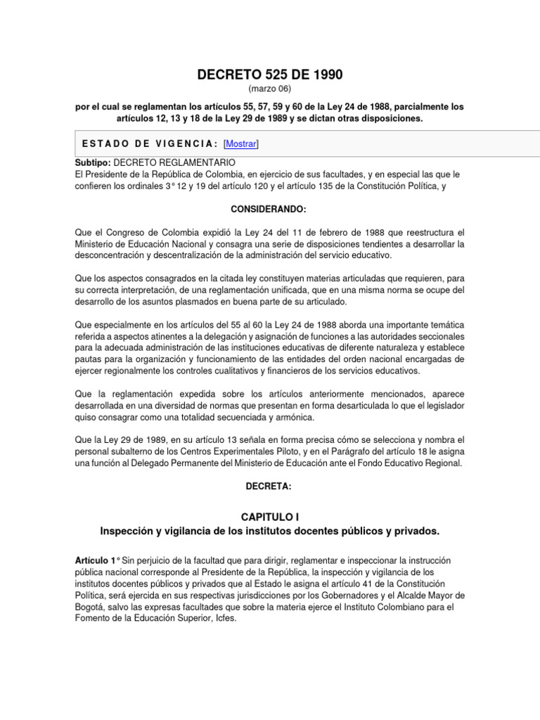 decreto-525-de-1990-por-el-cual-se-reglamentan-los-art-culos-55-57-59