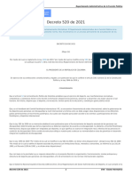 Decreto 520 Del 2021 - Reglamenta La Ley 1946 - Sector Administrativo Del Deporte PDF