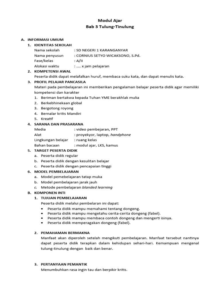 Modul Ajar BAB 3 | PDF | Kajian Bahasa Asing