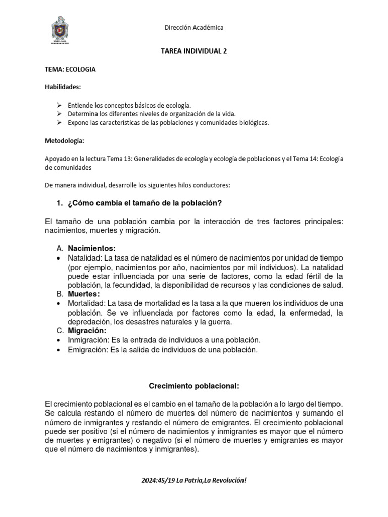 Tarea 1 Ecología | PDF | Ecología | Ecosistema